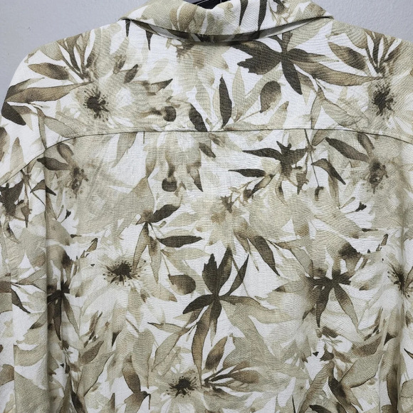 Sonoma men's button-down camp shirt size XXL cream and green Hawaiian - Picture 7 of 7